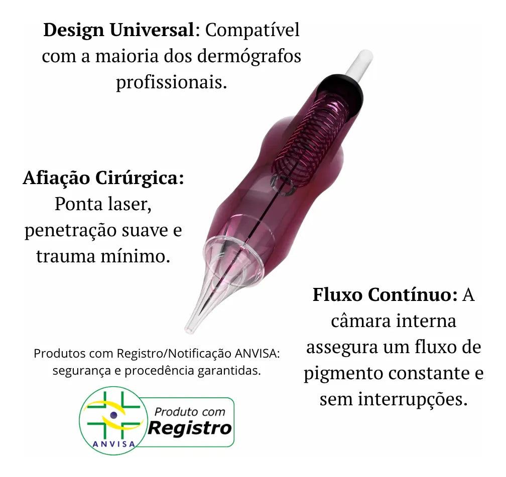 CARTUCHO DE AGULHA LIGHT 1P 0,30MM - C/ 10UN - PUNK PINK